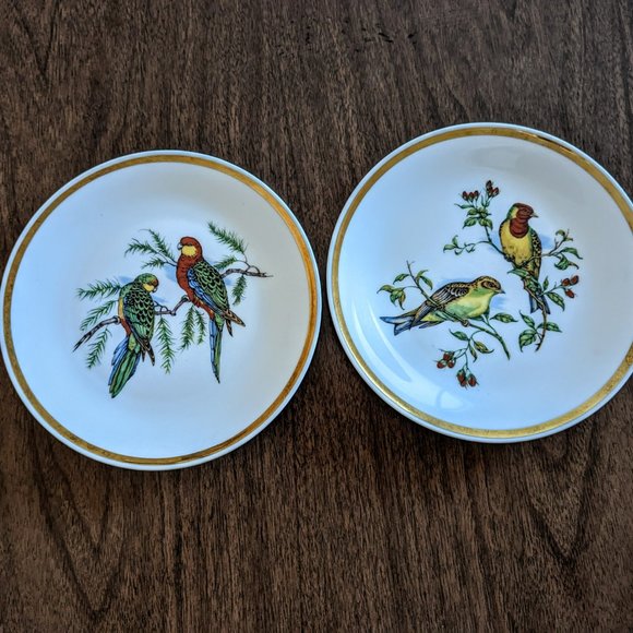 Vintage Leftmann Weiden Plate Bavaria W. Germany Colorful Birds-Bundle of 2 - Picture 2 of 9